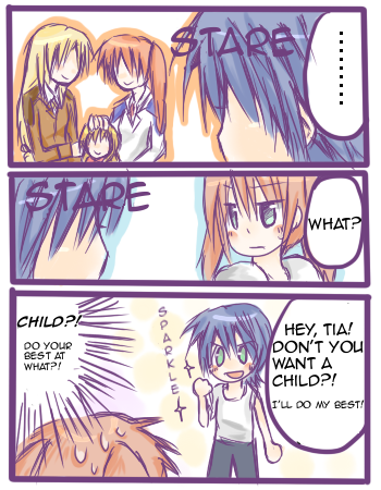 fate testarossa, subaru nakajima, takamachi nanoha, teana lanster, vivio, lyrical nanoha, mahou shoujo lyrical nanoha, mahou shoujo lyrical nanoha strikers, hard-translated, lowres, third-party edit, translated, 00s, 5girls, blonde hair, blue hair, comic, military, military uniform, multiple girls, orange hair, red hair, side ponytail, sparkle, twintails