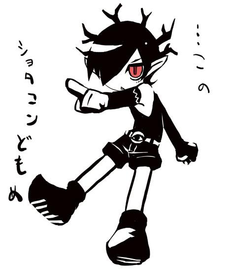 backbeako (torotei), backbeard, beao, original, 1boy, child, genderswap, genderswap (ftm), hair over one eye, kono lolicon domome, male focus, parody, red eyes, solo