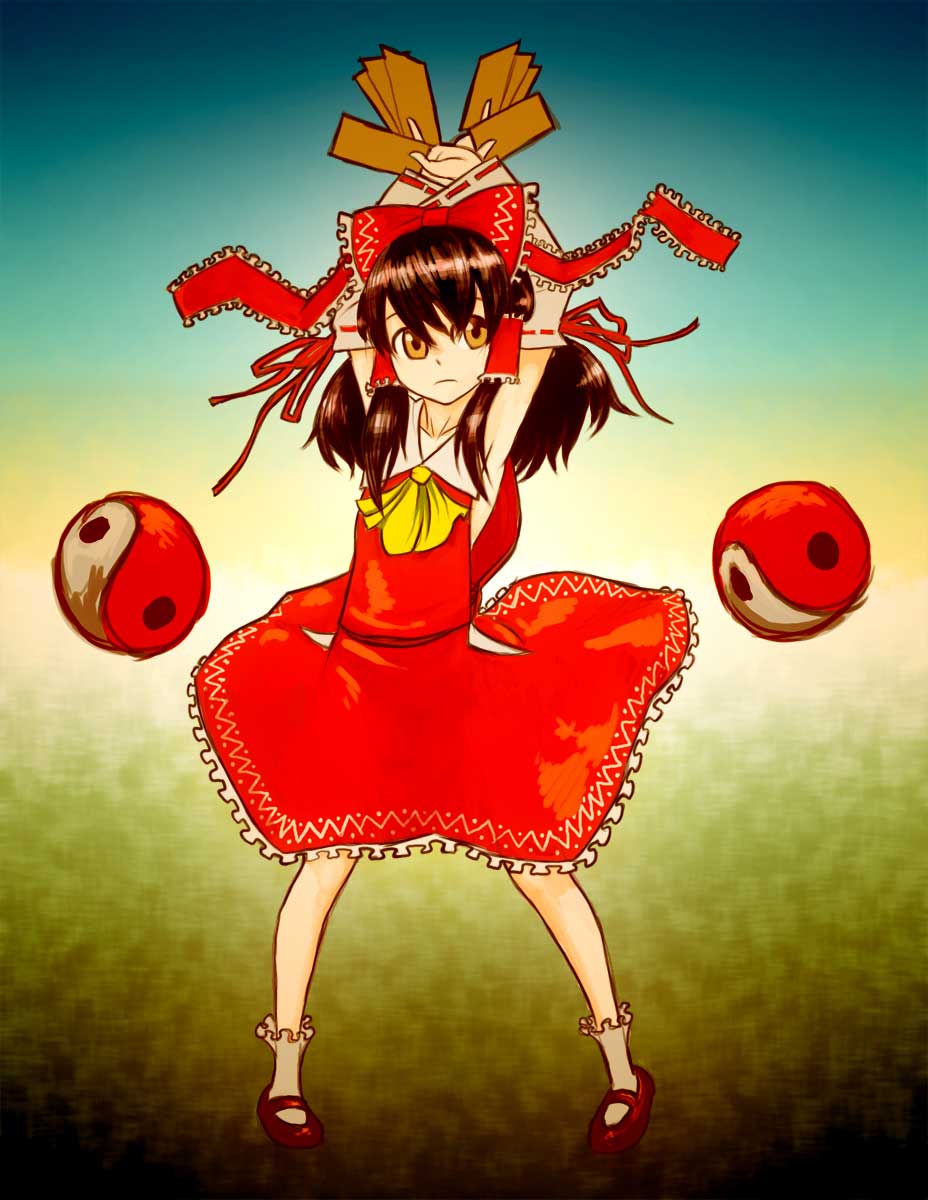 hakurei reimu, imperishable night, touhou, bad id, bad pixiv id, highres, 1girl, female focus, solo, yin yang
