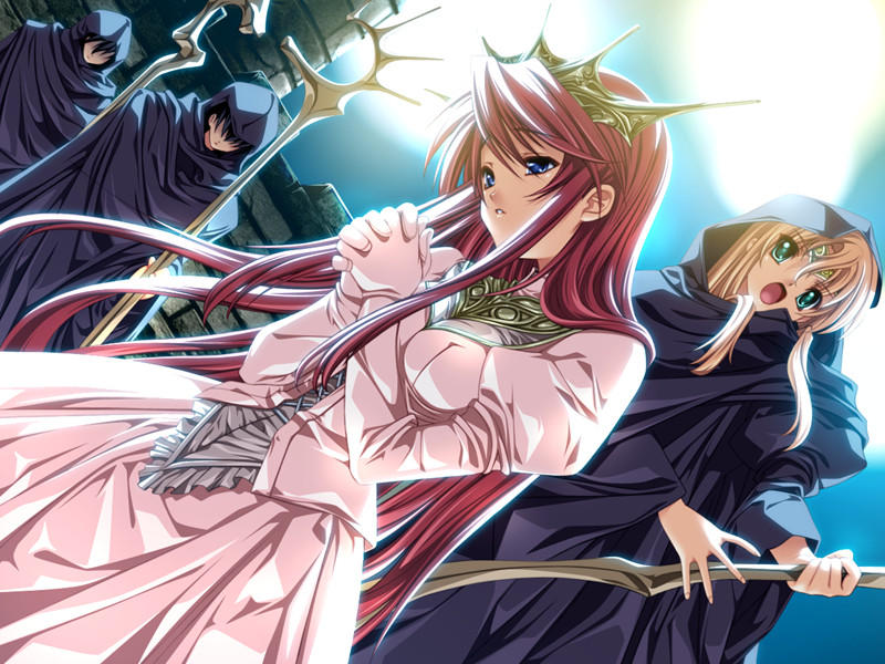 senomoto hisashi, kasugazaki yukino, kisaragi shuuji, yamada taeko (koisuru otome to shugo no tate), koisuru otome to shugo no tate, game cg, 1girl, 3boys, crossdressing, dutch angle, multiple boys, princess, trap