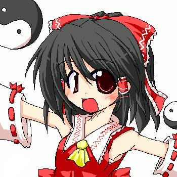 hakurei reimu, imperishable night, touhou, lowres, 1girl, female focus, hair tubes, japanese clothes, miko, solo