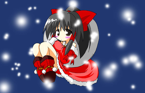 hakurei reimu, touhou, 1girl, christmas, female focus, santa costume, solo