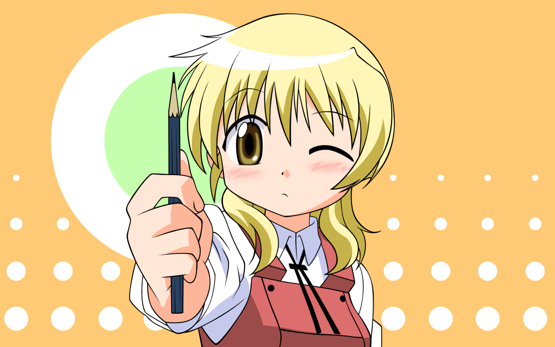 miyako (hidamari sketch), hidamari sketch, derivative work, highres, non-web source, vector trace, 00s, 1girl, female focus, solo