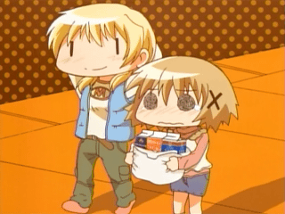 miyako (hidamari sketch), yuno (hidamari sketch), hidamari sketch, animated, animated gif, lowres, non-web source, 00s, qvga, wide face