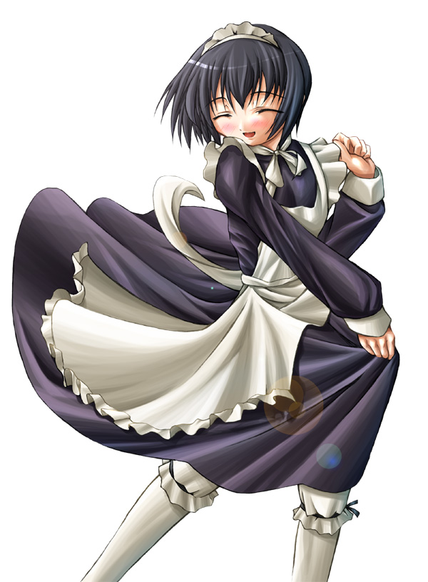 tachibana surimu, shirley medison, shirley (manga), victorian romance emma, 00s, 1girl, apron, bob cut, closed eyes, female focus, maid, maid apron, maid headdress, short hair, smile, solo
