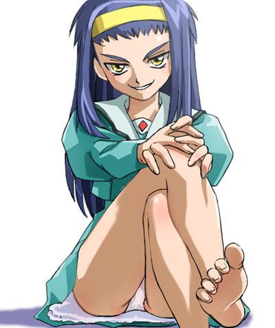 haruyama kazunori, shimabara yuuhi, neo ranga, lowres, 1990s (style), barefoot, feet, panties, school uniform, serafuku, soles, toes, underwear
