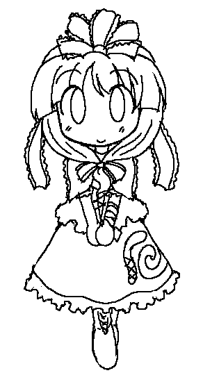 kagiyama hina, touhou, animated, animated gif, easytoon (medium), female focus, front ponytail, gothic lolita, greyscale, hair ribbon, lolita fashion, monochrome, ribbon, solo, spinning