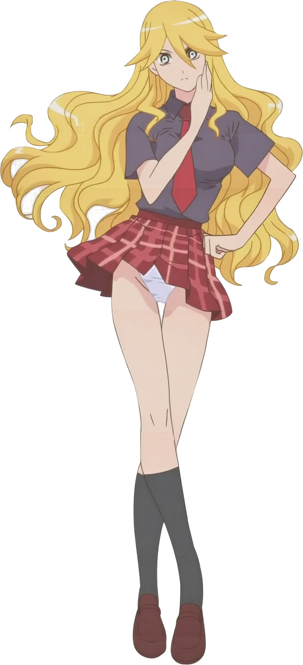 kimura kaere, sayonara zetsubou sensei, highres, 00s, 1girl, black shirt, black socks, blouse, crossed legs, female focus, hair between eyes, hand on own hip, kneehighs, necktie, panties, pantyshot, plaid clothes, plaid skirt, red necktie, shirt, skirt, socks, solo, underwear, watson cross