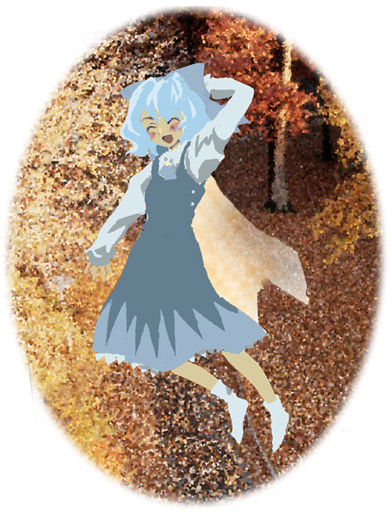 cirno, embodiment of scarlet devil, touhou, 1girl, ^ ^, closed eyes, female focus, full body, solo, wings