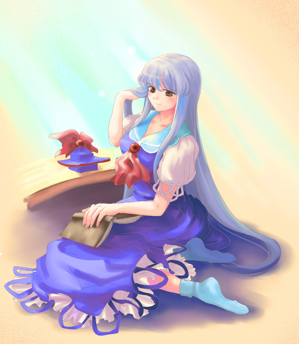 kamishirasawa keine, touhou, tagme, 1girl, book, female focus, socks, solo