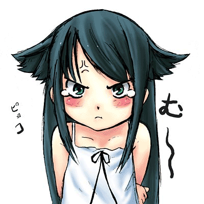 tanisi (hosimade), saya (saya no uta), saya no uta, animated, animated gif, lowres, :t, angry, blush, ear wiggle, green hair, long hair, pout, ribbon, solo, tears