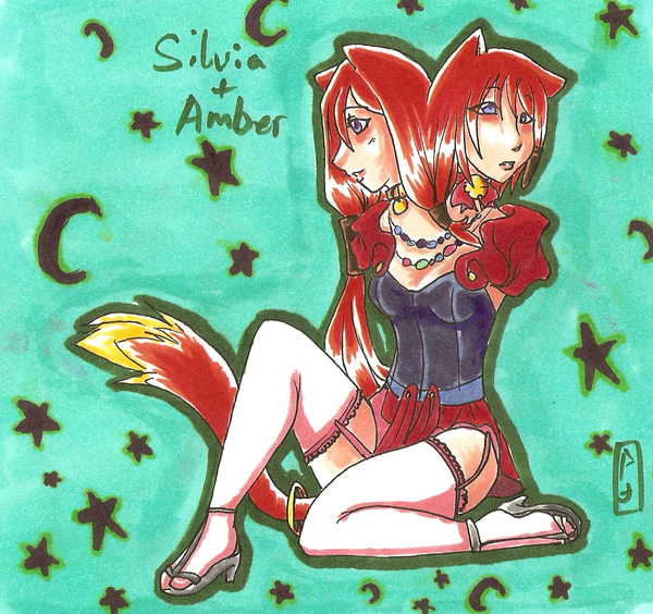 renoun-strife, amputee, animal ears, conjoined, multiple heads, tail, thighhighs