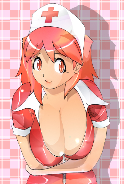 hinata natsumi, keroro gunsou, aged up, breasts, cleavage, huge breasts, large breasts, lips, nurse, solo