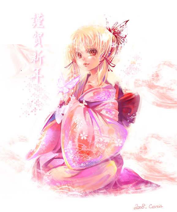 cis (carcharias), moriya suwako, touhou, 1girl, bug, butterfly, female focus, japanese clothes, solo, white background
