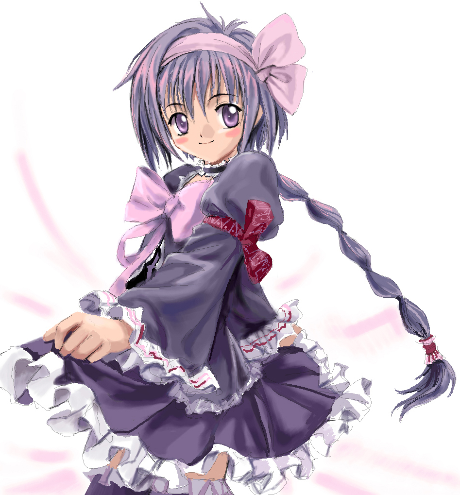 mutsuki (moonknives), non-web source, source request, 1girl, blush, braid, choker, female focus, gothic lolita, lolita fashion, oekaki, ribbon, solo, thighhighs