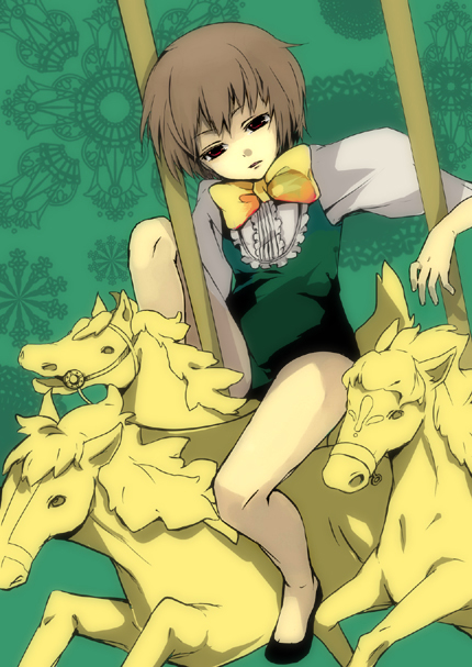 loo, original, bow, brown hair, carousel, frills, leotard, short hair, solo