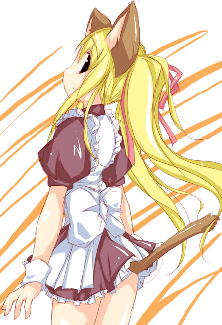 yumesato makura, tagme, animal ears, cat ears, cat tail, maid, solo, tail