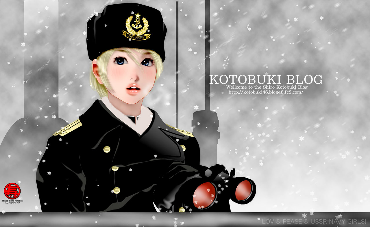 kotobuki shiro, 1girl, binoculars, blonde hair, blue eyes, breath, female focus, gloves, hat, short hair, snow, snowflakes, snowing, solo