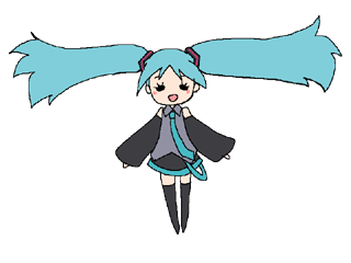 umishima senbon, hatsune miku, vocaloid, animated, animated gif, lowres, 1girl, aqua hair, chibi, female focus, long hair, qvga, solo, spinning, thighhighs, twintails, very long hair