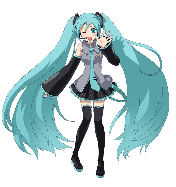 umishima senbon, hatsune miku, vocaloid, legs, long hair, skirt, solo, thighhighs, twintails, very long hair, zettai ryouiki