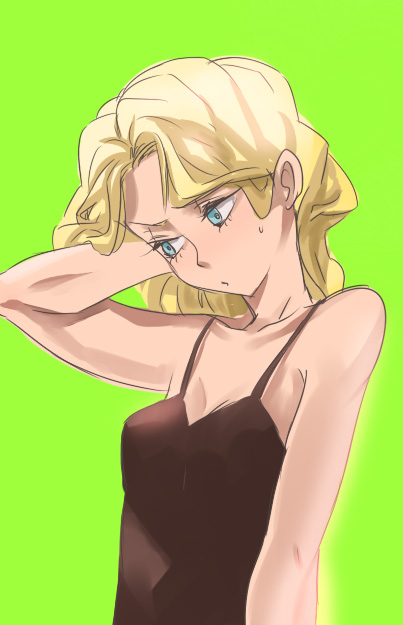 umishima senbon, original, bad id, bad pixiv id, tagme, blonde hair, blue eyes, headache, solo
