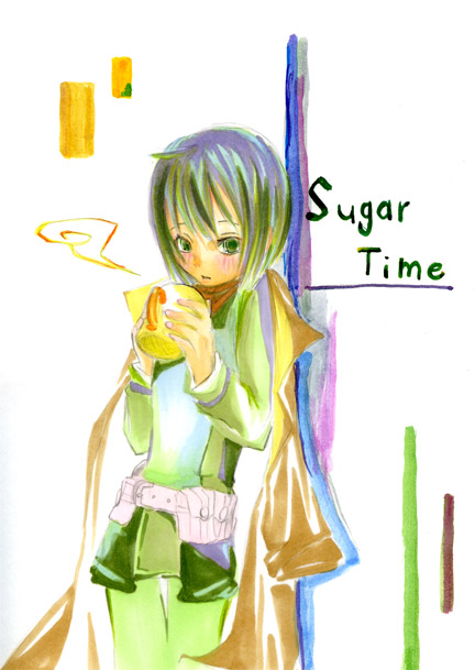 marumi (sjohast), kino (kino no tabi), kino no tabi, 00s, 1girl, androgynous, belt, coat, cup, drink, female focus, reverse trap, short hair, solo