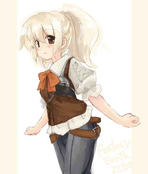 yukitarou (awamori), fantasy earth zero, tagme, blonde hair, ponytail, ribbon, solo