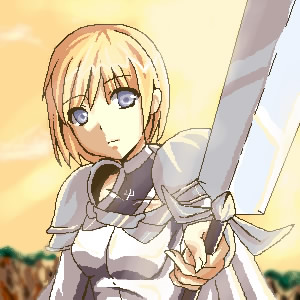 clare (claymore), claymore (series), lowres, 00s, claymore (sword), oekaki, solo, sword, weapon