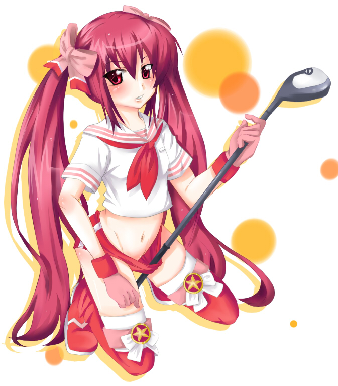 kooh (pangya), pangya, 1girl, buruma, female focus, magical girl, solo, thighhighs, twintails