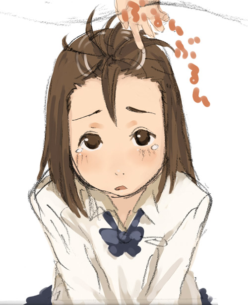tamaru tokihiko, 1girl, ahoge, female focus, school uniform, serafuku, sketch, solo