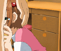 kinomoto sakura, cardcaptor sakura, aliasing, animated, animated gif, lowres, 1990s (style), 1girl, brown hair, censored, clothed female nude male, cum, cum in mouth, fellatio, green eyes, hand on another's head, indoors, loli, looking at viewer, mosaic censoring, nude, oral, penis, retro artstyle, short hair, tears