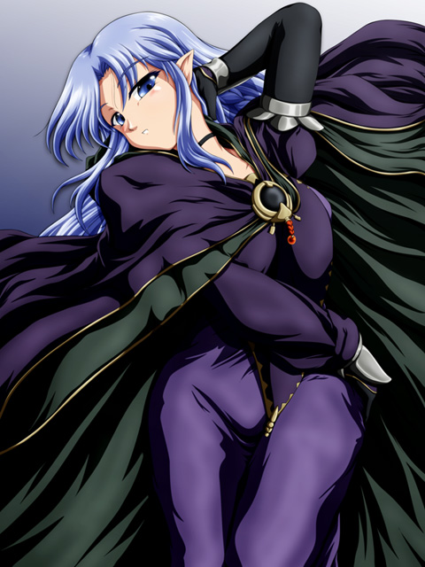 tanan, medea (caster) (fate), medea (fate), fate/stay night, fate (series), 00s, 1girl, blue eyes, blue hair, braid, cape, dress, elbow gloves, female focus, gloves, long dress, lying, matching hair/eyes, pointy ears, solo