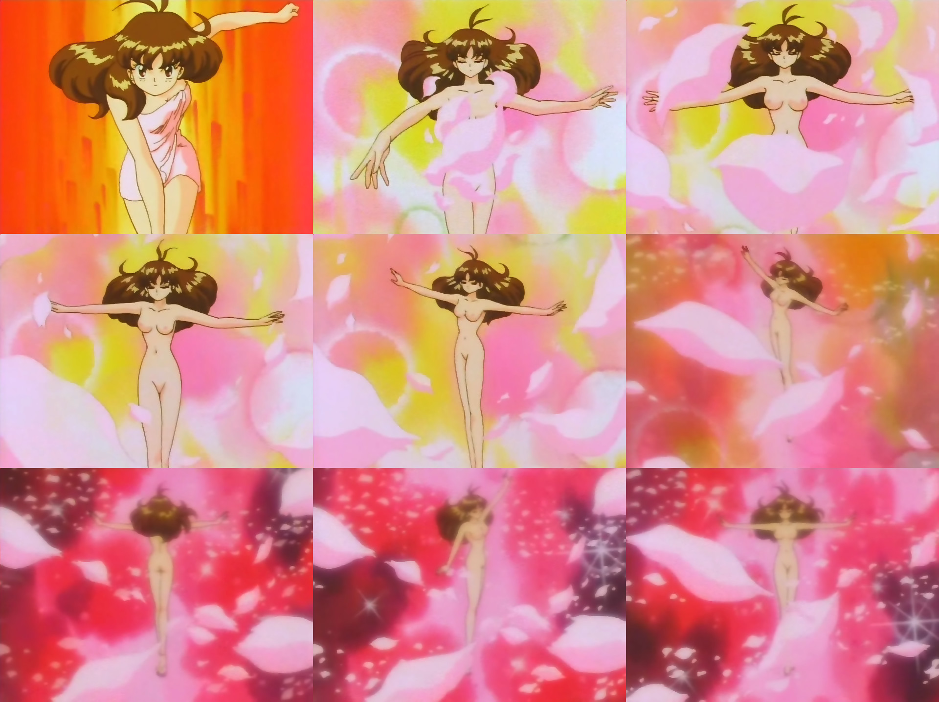 tsurugino mai, makeruna makendo, screencap, highres, nude, transformation