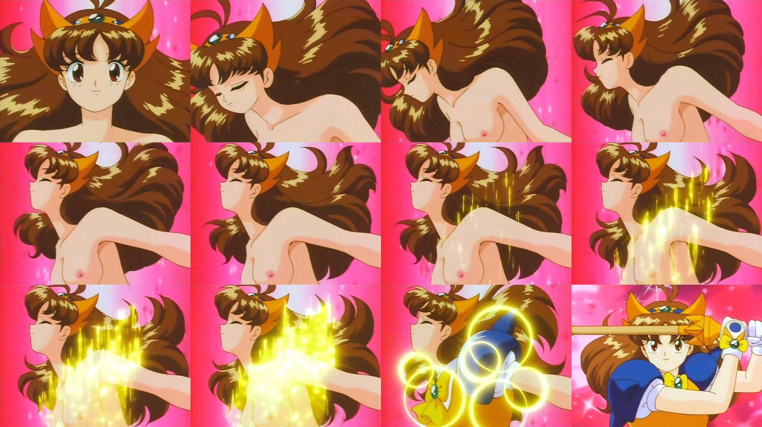 tsurugino mai, makeruna makendo, screencap, highres, nude, transformation
