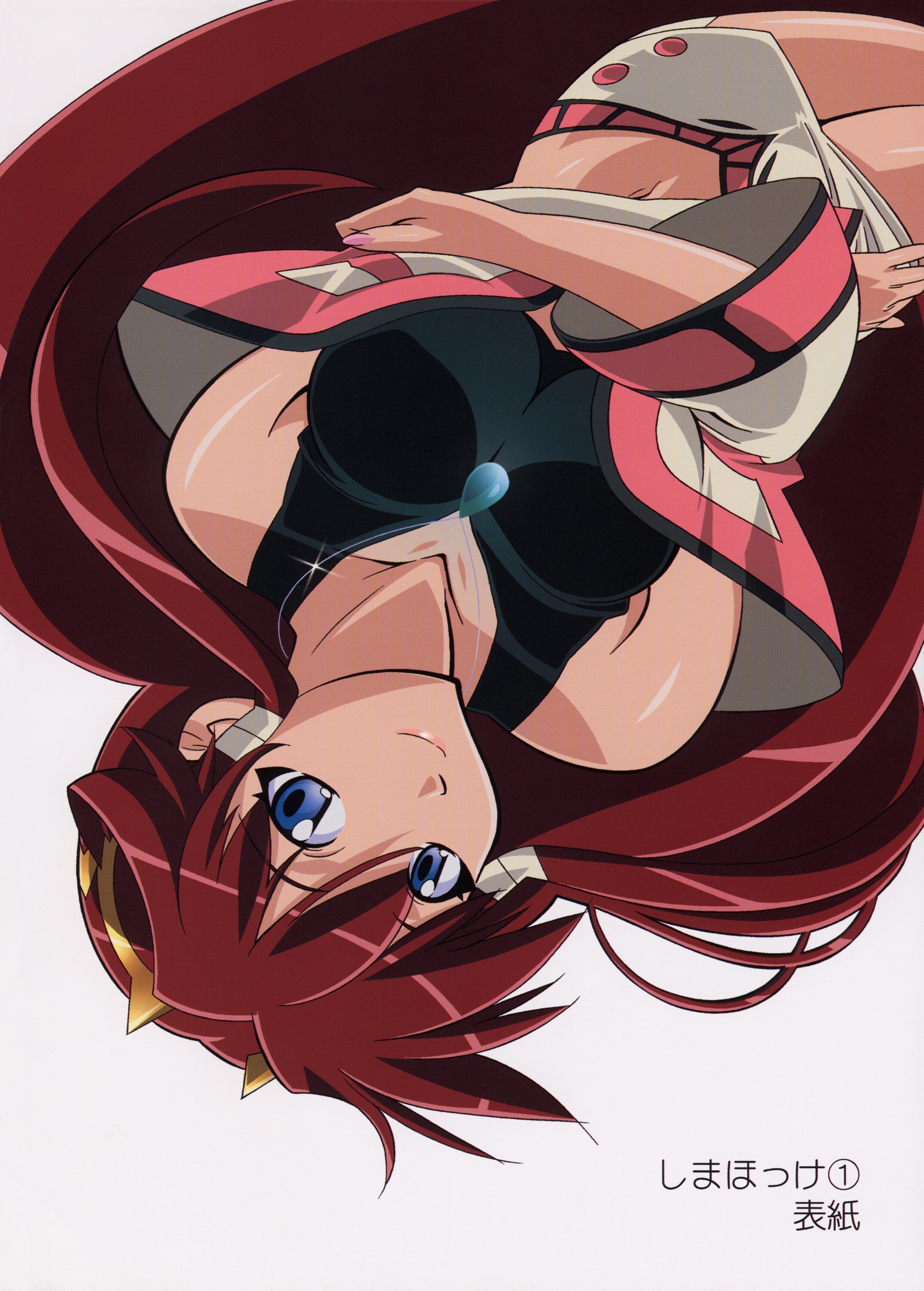 kuroda kazuya, dita liebely, vandread, absurdres, highres, 00s, blue eyes, long hair, red hair, solo