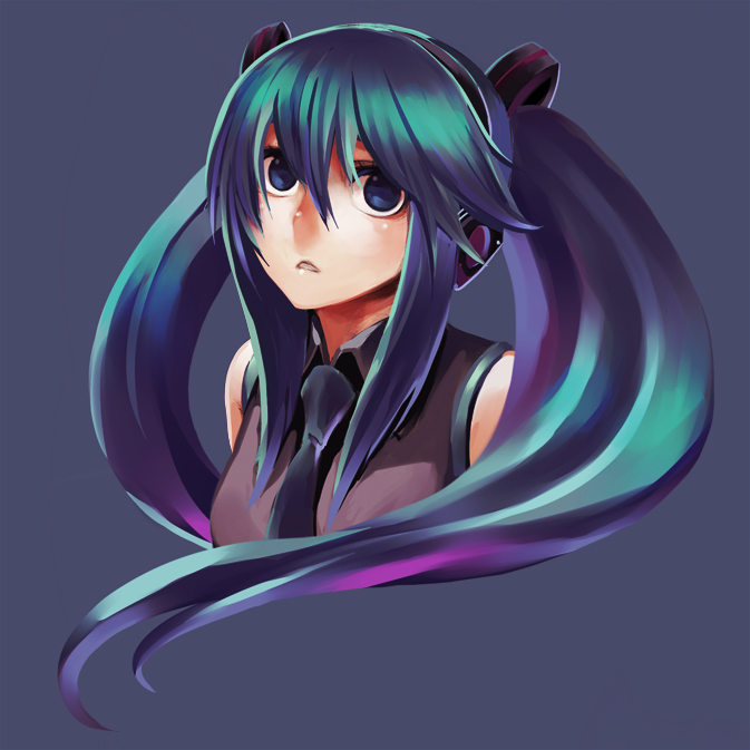 chan co, hatsune miku, vocaloid, 1girl, aqua hair, female focus, solo, twintails