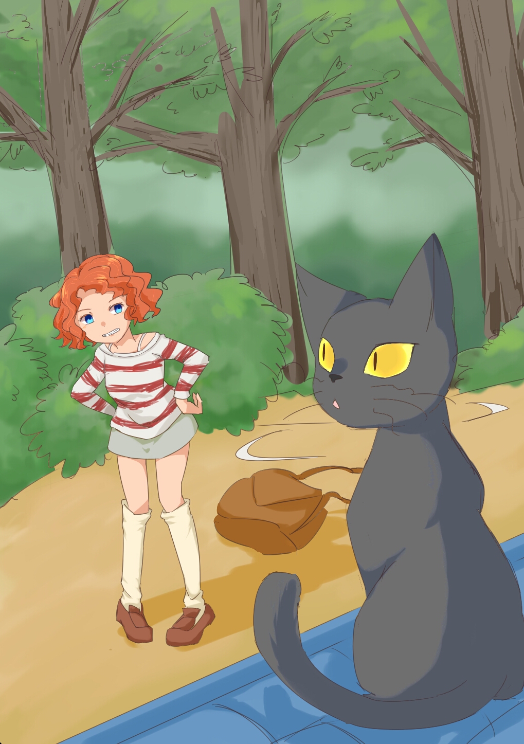 wunderbar!, highres, 1girl, cat, lancre