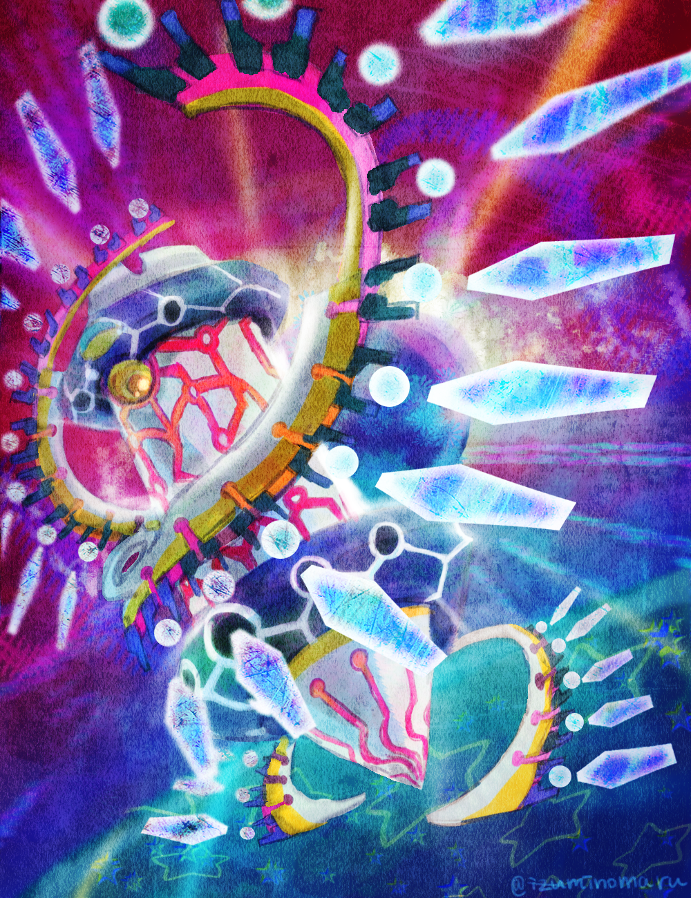 izuminomaru, star dream, kirby: planet robobot, kirby (series), nintendo, commentary request, highres, machine, no humans, solo, star (symbol), twitter username