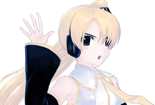 kawamura rukanan, akita neru, vocaloid, 1girl, blonde hair, female focus, necktie, solo