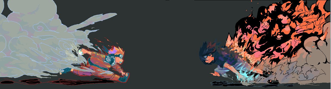 gigi (graffitistelle), uchiha sasuke, uzumaki naruto, naruto (classic), naruto (series), long image, wide image, 2boys, battle, blonde hair, fighting, fire, multiple boys, smoke