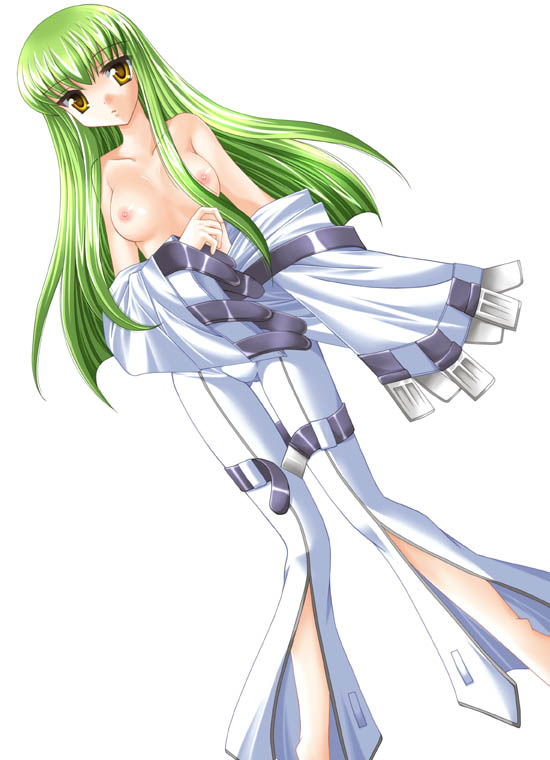 tamagawa yukimaru, c.c., code geass, 00s, 1girl, breasts, female focus, medium breasts, nipples, no bra, solo