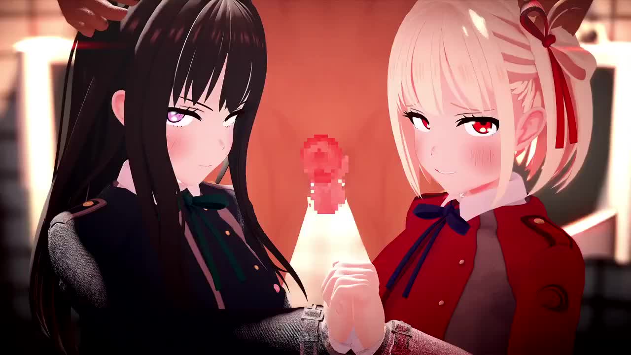 inoue takina, nishikigi chisato, lycoris recoil, animated, sound, tagme, video, 1boy, 2girls, 3d, bathroom, black hair, blonde hair, blush, breasts, censored, clothed female nude male, cum, fellatio, hand on another's head, large breasts, licking, licking penis, long hair, looking at viewer, lycoris uniform, mosaic censoring, multiple girls, nude, oral, orgasm, penis, purple eyes, red eyes, short hair, small breasts, testicles, toilet, urinal