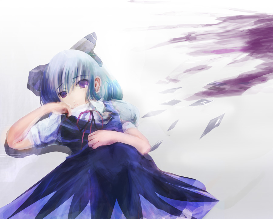 aojiru (shiro to kuro no mukyou), aoziru, cirno, embodiment of scarlet devil, touhou, 1girl, bow, female focus, solo