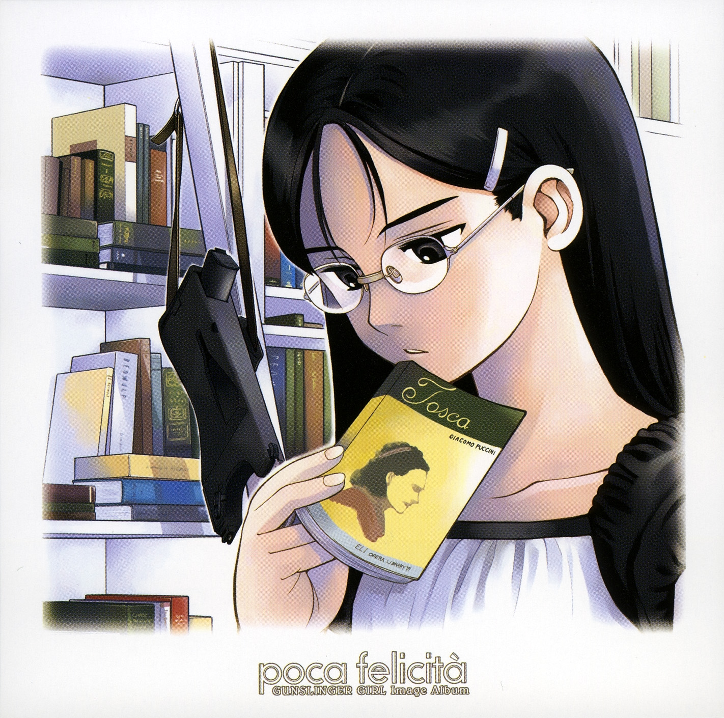 claes, gunslinger girl, highres, tagme, 00s, book, glasses, solo
