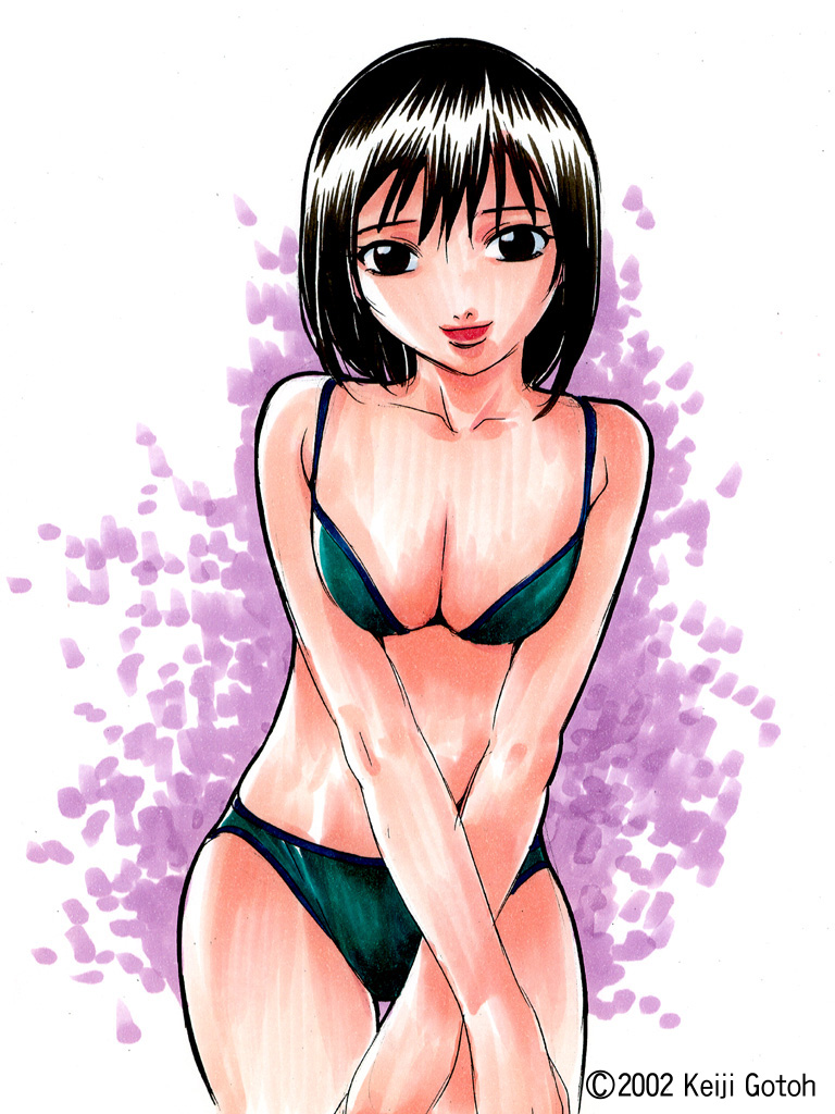 gotou keiji, 1girl, bra, female focus, lingerie, panties, solo, underwear, underwear only