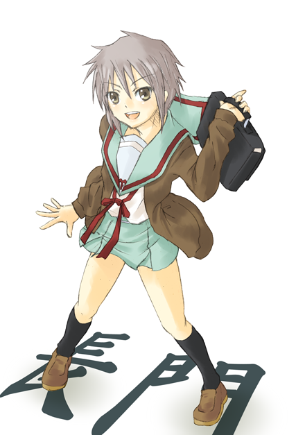 jhonwalker, nagato yuki, suzumiya haruhi no yuuutsu, translated, 00s, sailor, school uniform, serafuku, solo