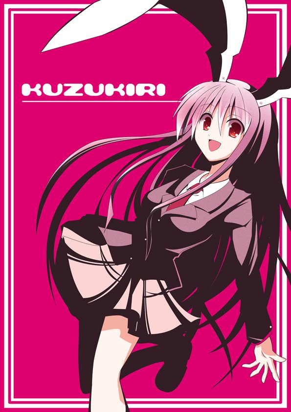 iriho, reisen udongein inaba, touhou, 1girl, animal ears, blazer, female focus, jacket, necktie, pink background, pink theme, rabbit ears, red eyes, simple background, skirt, solo, standing, standing on one leg