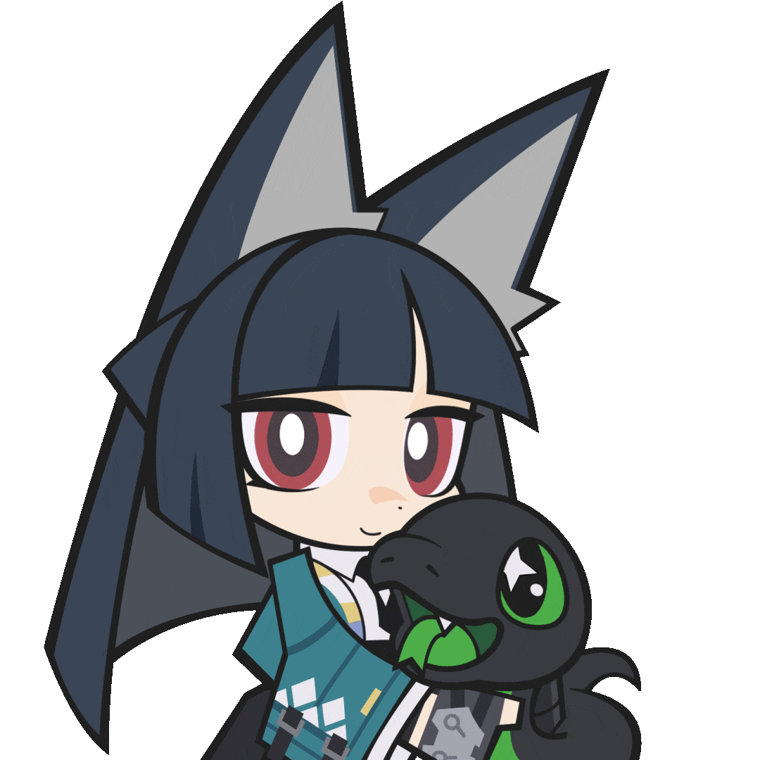 hoshimi miyabi, razer, zenless zone zero, animated, animated gif, looping animation, official art, + +, 1girl, animal ears, aqua jacket, black gloves, black hair, black necktie, blunt bangs, bright pupils, chibi, fingerless gloves, fox ears, fox girl, gloves, jacket, long hair, long sleeves, looking at viewer, necktie, red eyes, shirt, smile, sneki snek, sparkle, transparent background, upper body, white pupils, white shirt