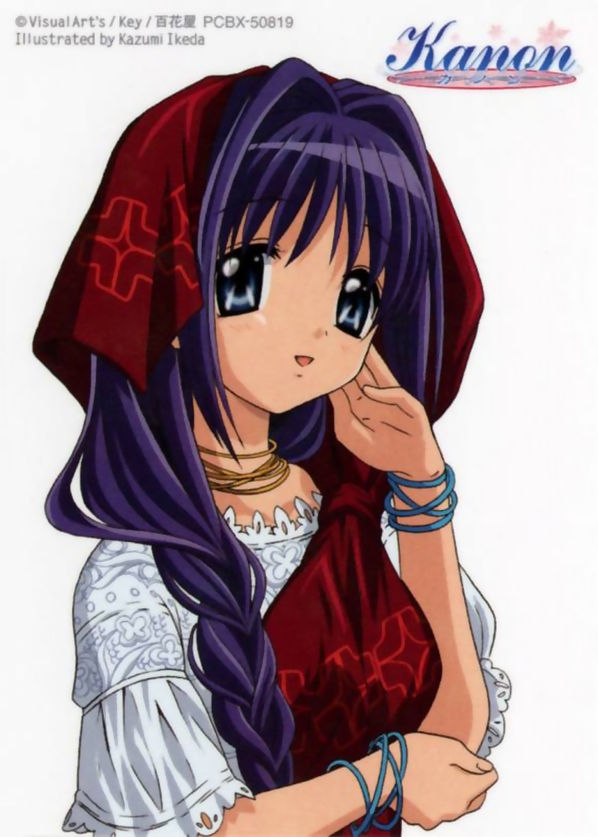 ikeda kazumi, minase akiko, kanon, highres, 1girl, bandana, braid, dress, female focus, solo