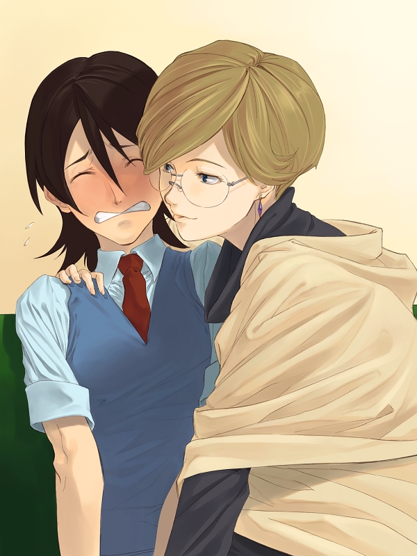 louise halevy's mother, saji crossroad, gundam, gundam 00, 00s, 1boy, 1girl, age difference, blush, brown hair, child, glasses, lips, mature female, naughty face, onee-shota, sexually suggestive, short hair, you gonna get raped